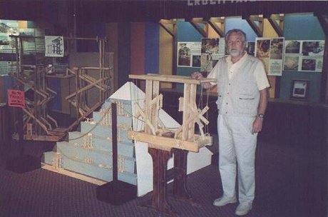 Ron Wyatt standing beside the Pyramid display at the Gatlinburg Museum in 1997